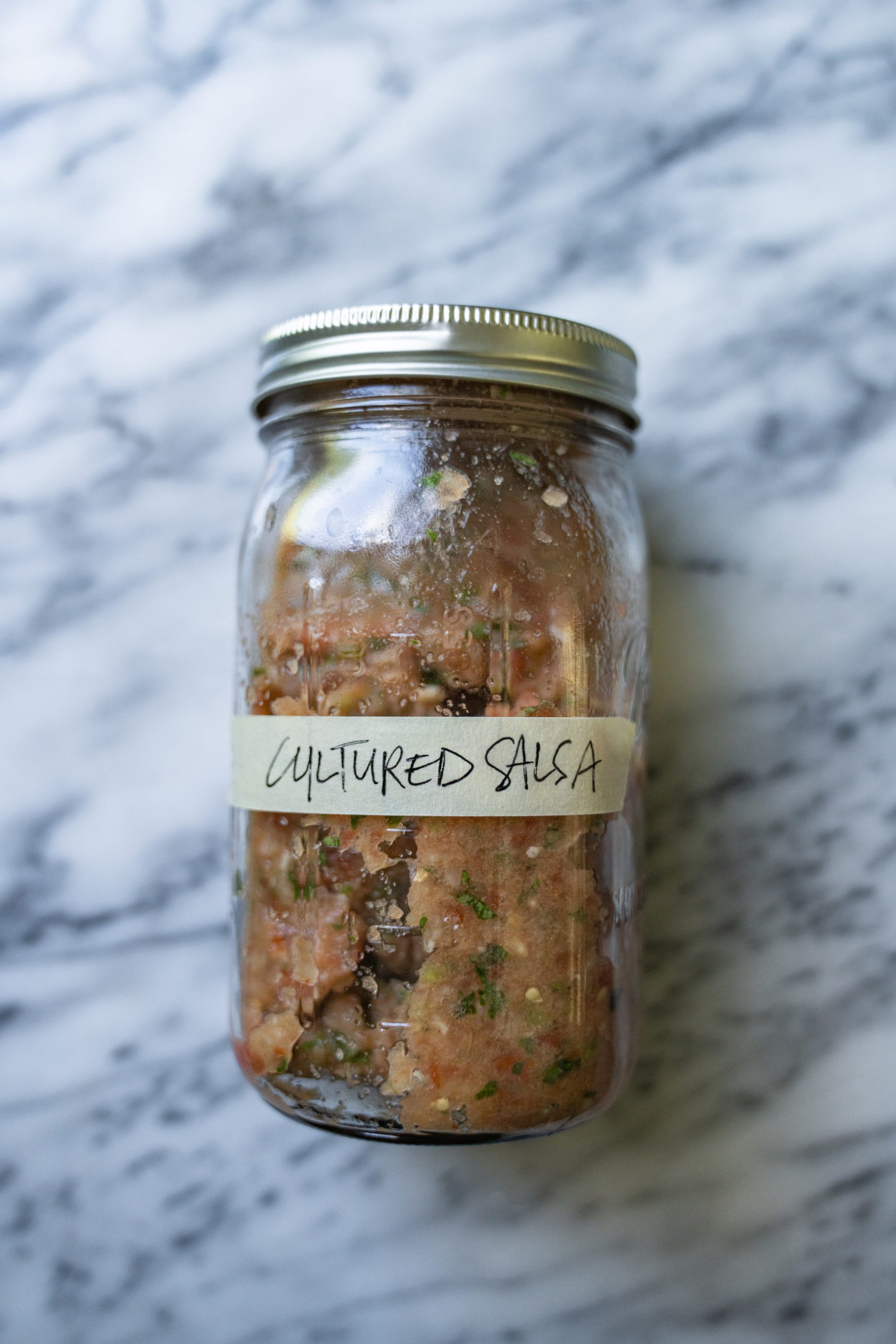 Cultured salsa in a jar